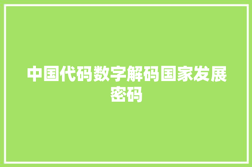 中国代码数字解码国家发展密码 编程语言
