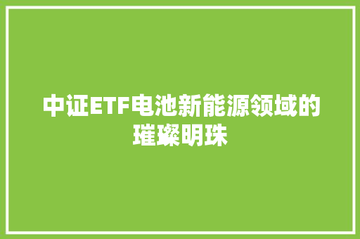 中证ETF电池新能源领域的璀璨明珠