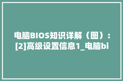电脑BIOS知识详解（图）：[2]高级设置信息1_电脑bios知识详解 电脑故障维修