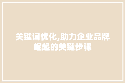 关键词优化,助力企业品牌崛起的关键步骤