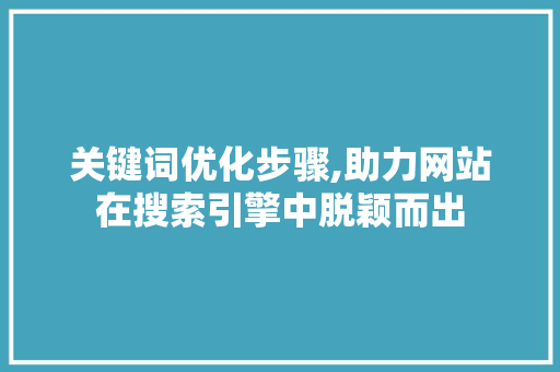 关键词优化步骤,助力网站在搜索引擎中脱颖而出