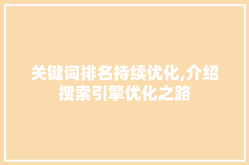 关键词排名持续优化,介绍搜索引擎优化之路