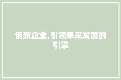 创新企业,引领未来发展的引擎