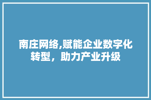 南庄网络,赋能企业数字化转型，助力产业升级