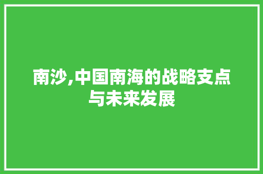 南沙,中国南海的战略支点与未来发展