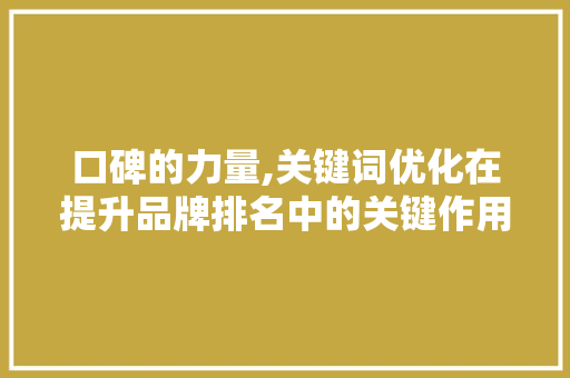 口碑的力量,关键词优化在提升品牌排名中的关键作用