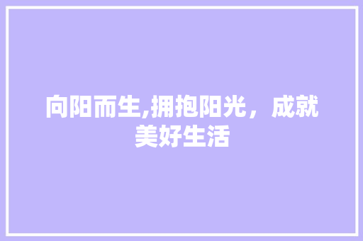 向阳而生,拥抱阳光，成就美好生活