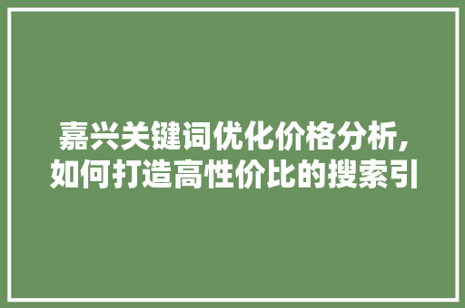 嘉兴关键词优化价格分析,如何打造高性价比的搜索引擎营销步骤
