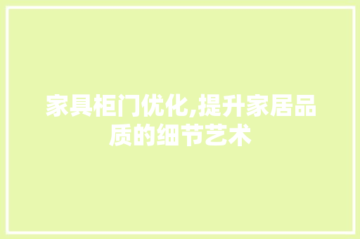 家具柜门优化,提升家居品质的细节艺术