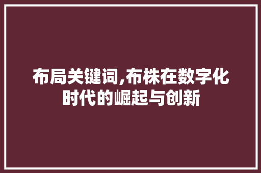 布局关键词,布株在数字化时代的崛起与创新