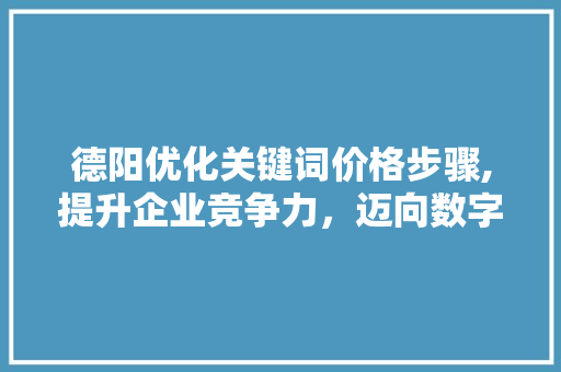 德阳优化关键词价格步骤,提升企业竞争力，迈向数字营销新高度