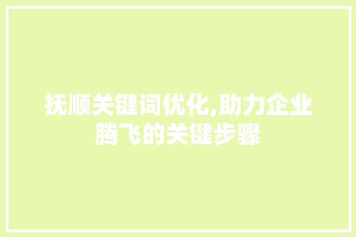 抚顺关键词优化,助力企业腾飞的关键步骤