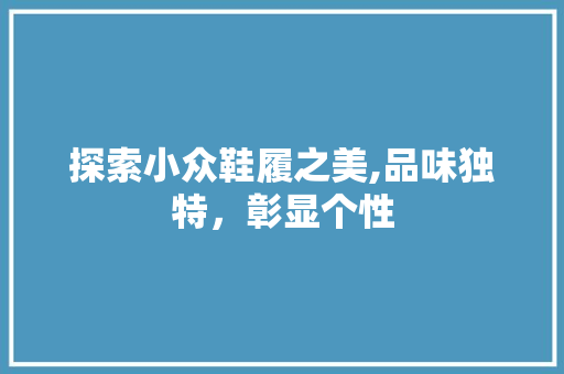 探索小众鞋履之美,品味独特,彰显个性 探索小众鞋履之美,品味独特,彰显个性
