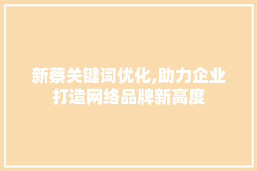 新蔡关键词优化,助力企业打造网络品牌新高度
