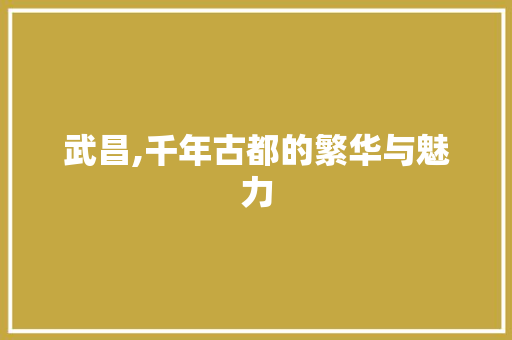 武昌,千年古都的繁华与魅力 武昌,千年古都的繁华与魅力