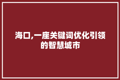 海口,一座关键词优化引领的智慧城市