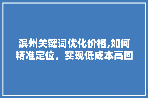 滨州关键词优化价格,如何精准定位,实现低成本高回报 滨州关键词优化价格,如何精准定位,实现低成本高回报