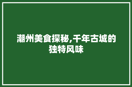 潮州美食探秘,千年古城的独特风味 潮州美食探秘,千年古城的独特风味