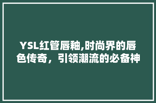 YSL红管唇釉,时尚界的唇色传奇，引领潮流的必备神器 编程语言