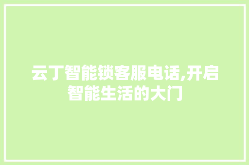 云丁智能锁客服电话,开启智能生活的大门 编程语言