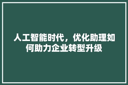 人工智能时代，优化助理如何助力企业转型升级