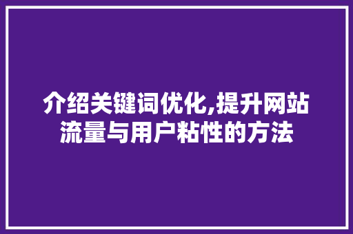 介绍关键词优化,提升网站流量与用户粘性的方法