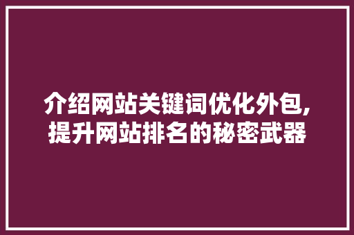 介绍网站关键词优化外包,提升网站排名的秘密武器
