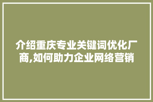 介绍重庆专业关键词优化厂商,如何助力企业网络营销腾飞