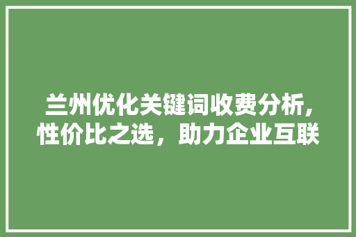兰州优化关键词收费分析,性价比之选，助力企业互联网营销