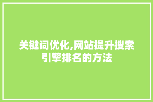 关键词优化,网站提升搜索引擎排名的方法