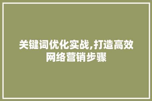 关键词优化实战,打造高效网络营销步骤
