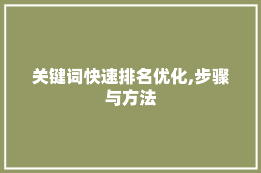 关键词快速排名优化,步骤与方法 关键词快速排名优化,步骤与方法