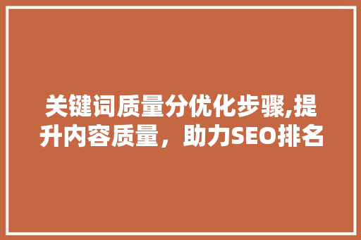 关键词质量分优化步骤,提升内容质量，助力SEO排名