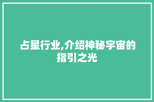 占星行业,介绍神秘宇宙的指引之光