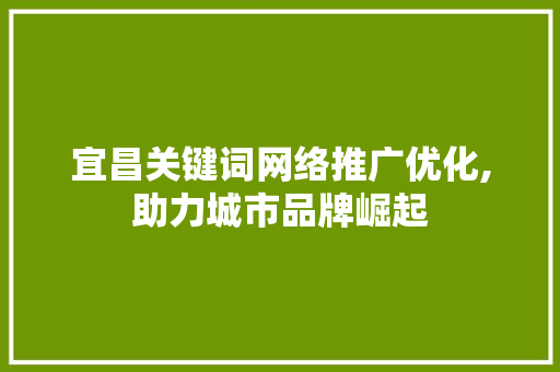 宜昌关键词网络推广优化,助力城市品牌崛起
