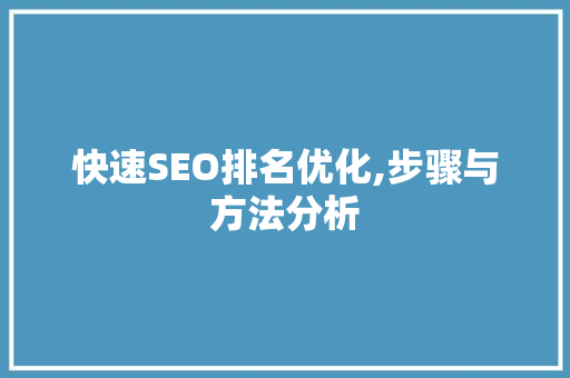 快速SEO排名优化,步骤与方法分析