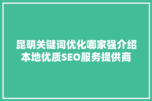 昆明关键词优化哪家强介绍本地优质SEO服务提供商
