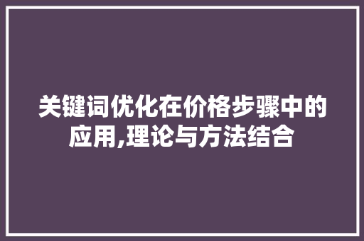 关键词优化在价格步骤中的应用,理论与方法结合
