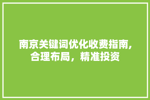 南京关键词优化收费指南,合理布局，精准投资