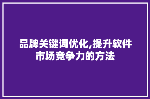 品牌关键词优化,提升软件市场竞争力的方法