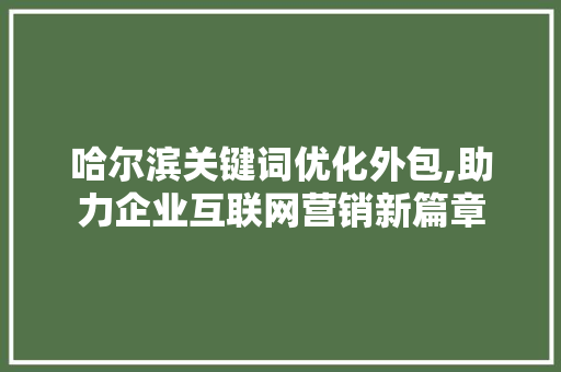 哈尔滨关键词优化外包,助力企业互联网营销新篇章
