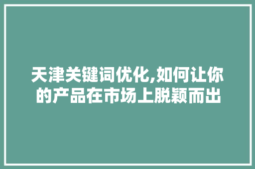 天津关键词优化,如何让你的产品在市场上脱颖而出