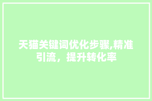 天猫关键词优化步骤,精准引流，提升转化率