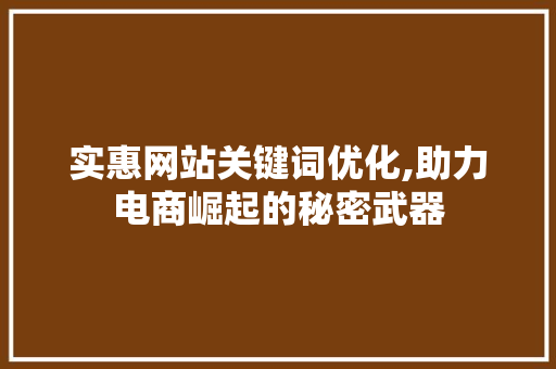 实惠网站关键词优化,助力电商崛起的秘密武器