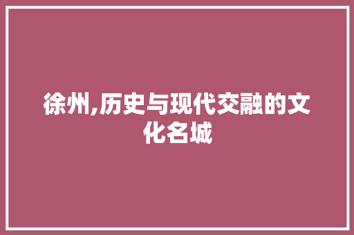 徐州,历史与现代交融的文化名城 徐州,历史与现代交融的文化名城