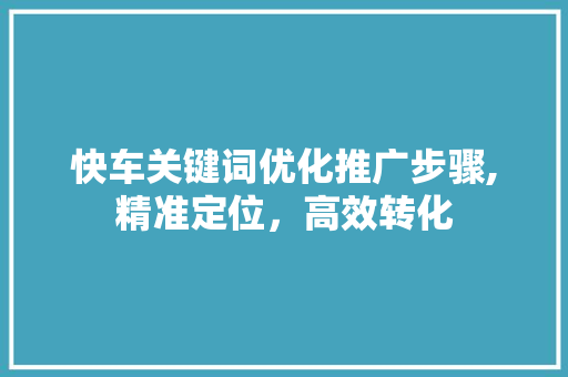 快车关键词优化推广步骤,精准定位，高效转化