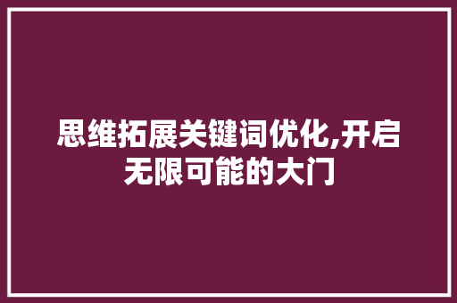 思维拓展关键词优化,开启无限可能的大门