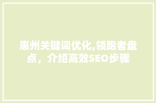 惠州关键词优化,领跑者盘点，介绍高效SEO步骤