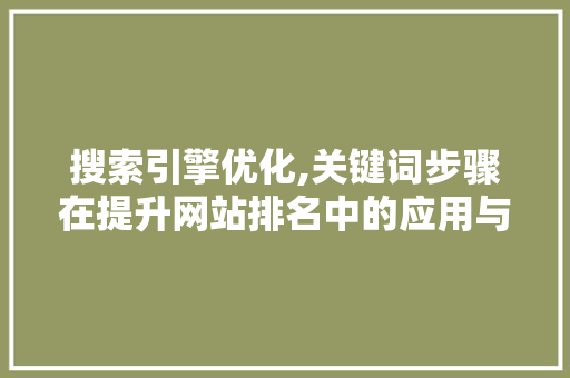 搜索引擎优化,关键词步骤在提升网站排名中的应用与方法