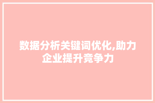 数据分析关键词优化,助力企业提升竞争力